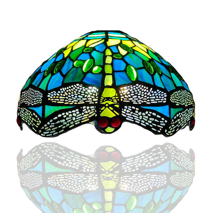 Auroh Tiffany lamp shade 10 inch SH10-1015 teal and green dragonfly stained glass 3-in-1 fitting