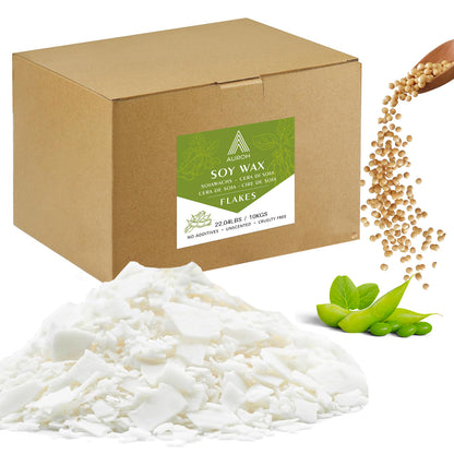 Auroh Premium Natural Soy wax for Candle Making | 1KG - 20KG Clean-Burning Candle Wax Flakes with No Additives - Organic Soya Wax