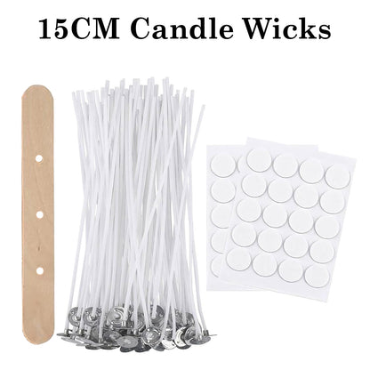 Auroh 80 Pcs Candle Wicks for Making Candles – 5/8/10/15/20cm long Pre-Waxed Wicks with self-Centring Holder for DIY Candles Craft Tools Candle Making Kit - Longer Burning Time with Low Smoke