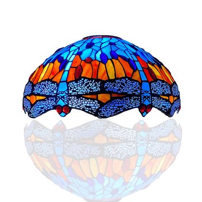 Auroh Tiffany lamp shade 16 inch SH16-1602 blue and amber sunset dragonfly stained glass 3-in-1 fitting
