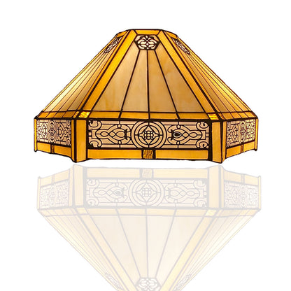 Auroh Tiffany lamp shade 16 inch SH16-1605 amber Mission-style geometric stained glass 3-in-1 fitting