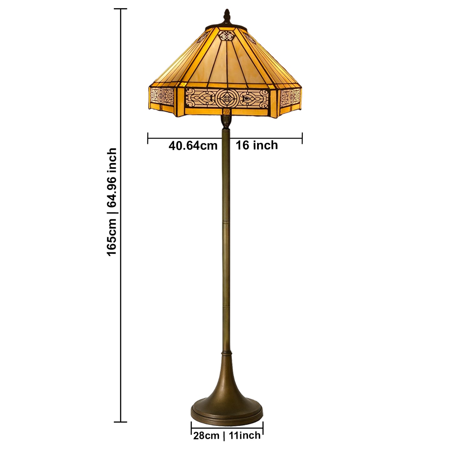 Auroh Tiffany Floor Lamp 16 Inch – TFL-1605 Amber Mission-Style Geometric Handcrafted Stained Glass, 168cm, UK
