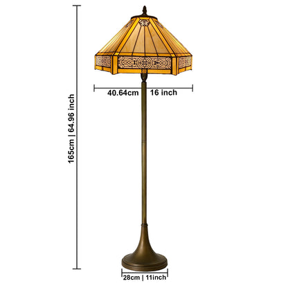 Auroh Tiffany Floor Lamp 16 Inch – TFL-1605 Amber Mission-Style Geometric Handcrafted Stained Glass, 168cm, UK
