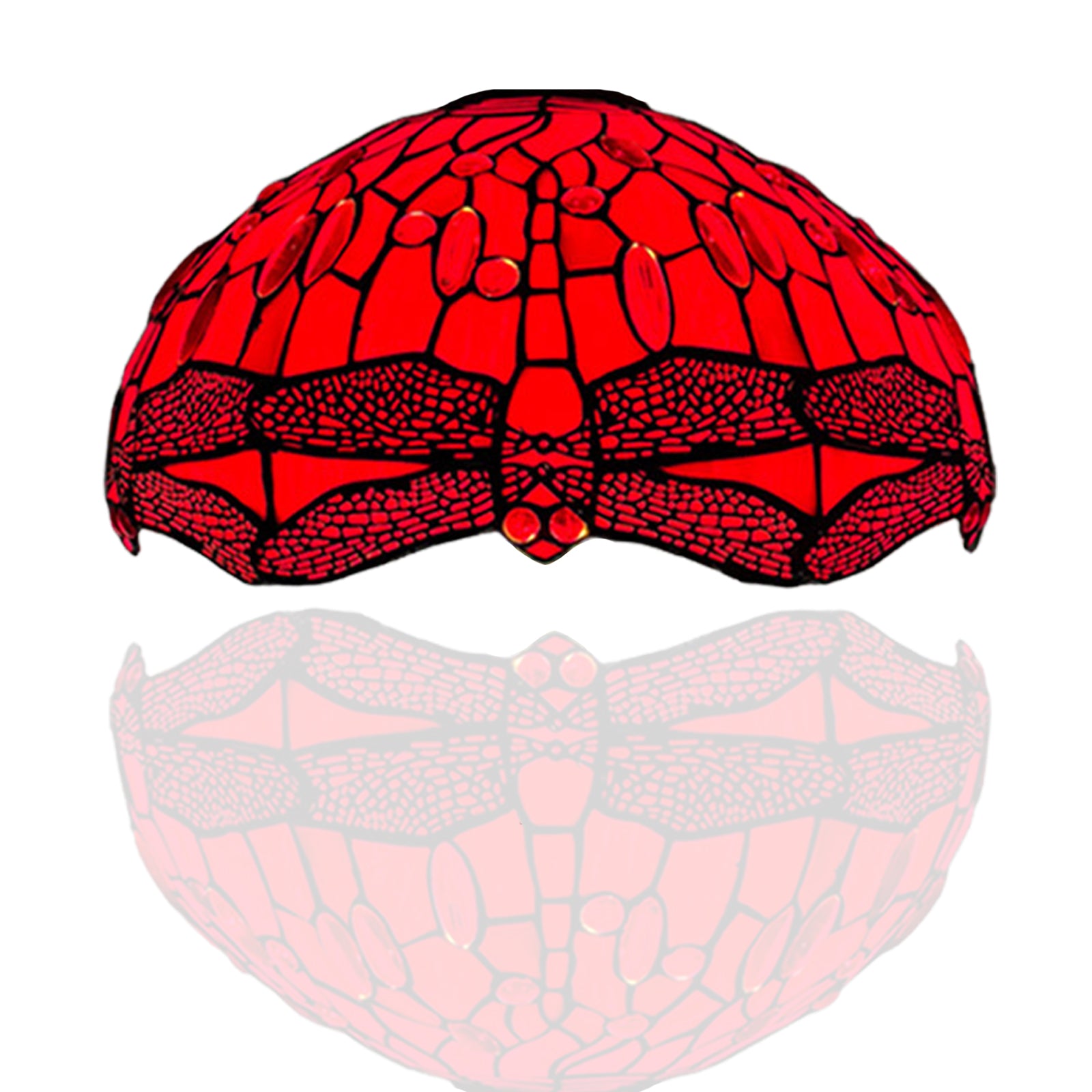 Auroh Tiffany lamp shade 16 inch SH16-1606 red dragonfly stained glass 3-in-1 fitting