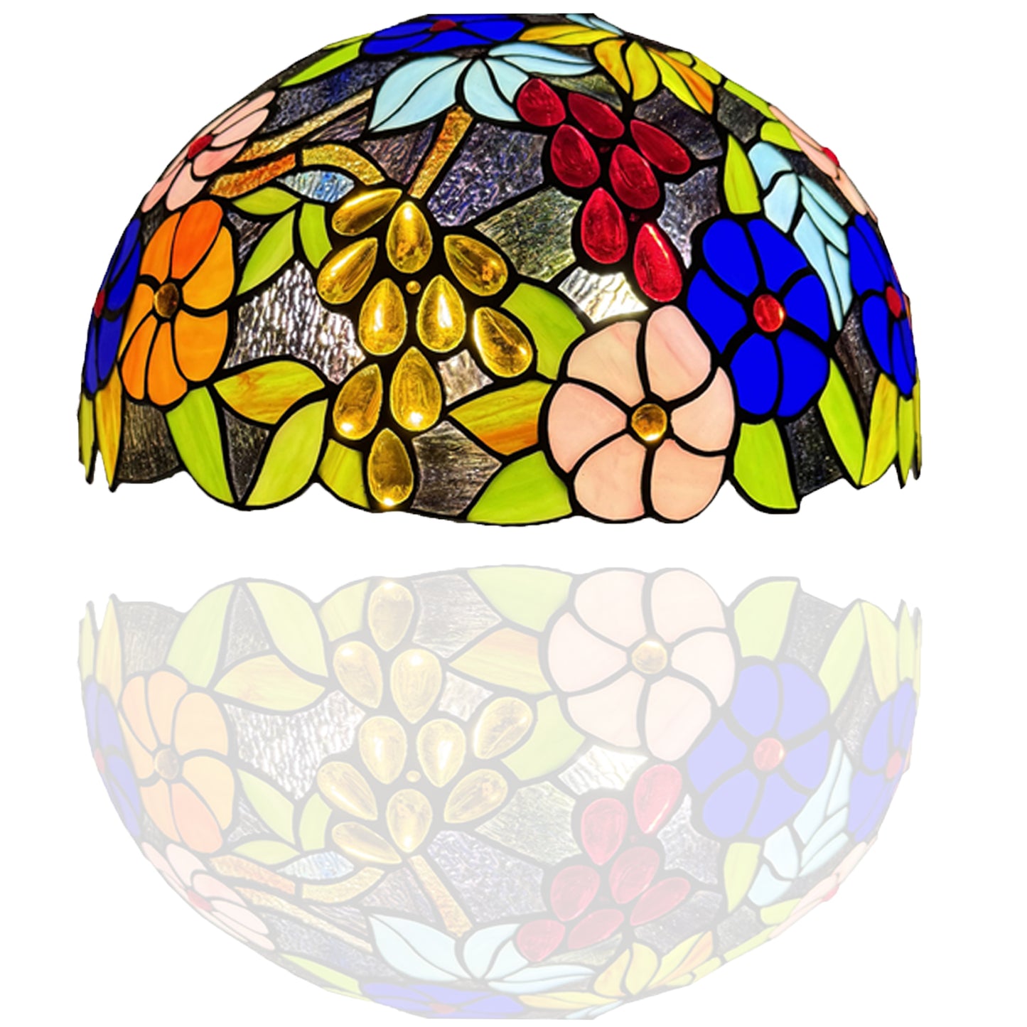Auroh Tiffany lamp shade 16 inch SH16-1609 multicolour garden floral stained glass 3-in-1 fitting