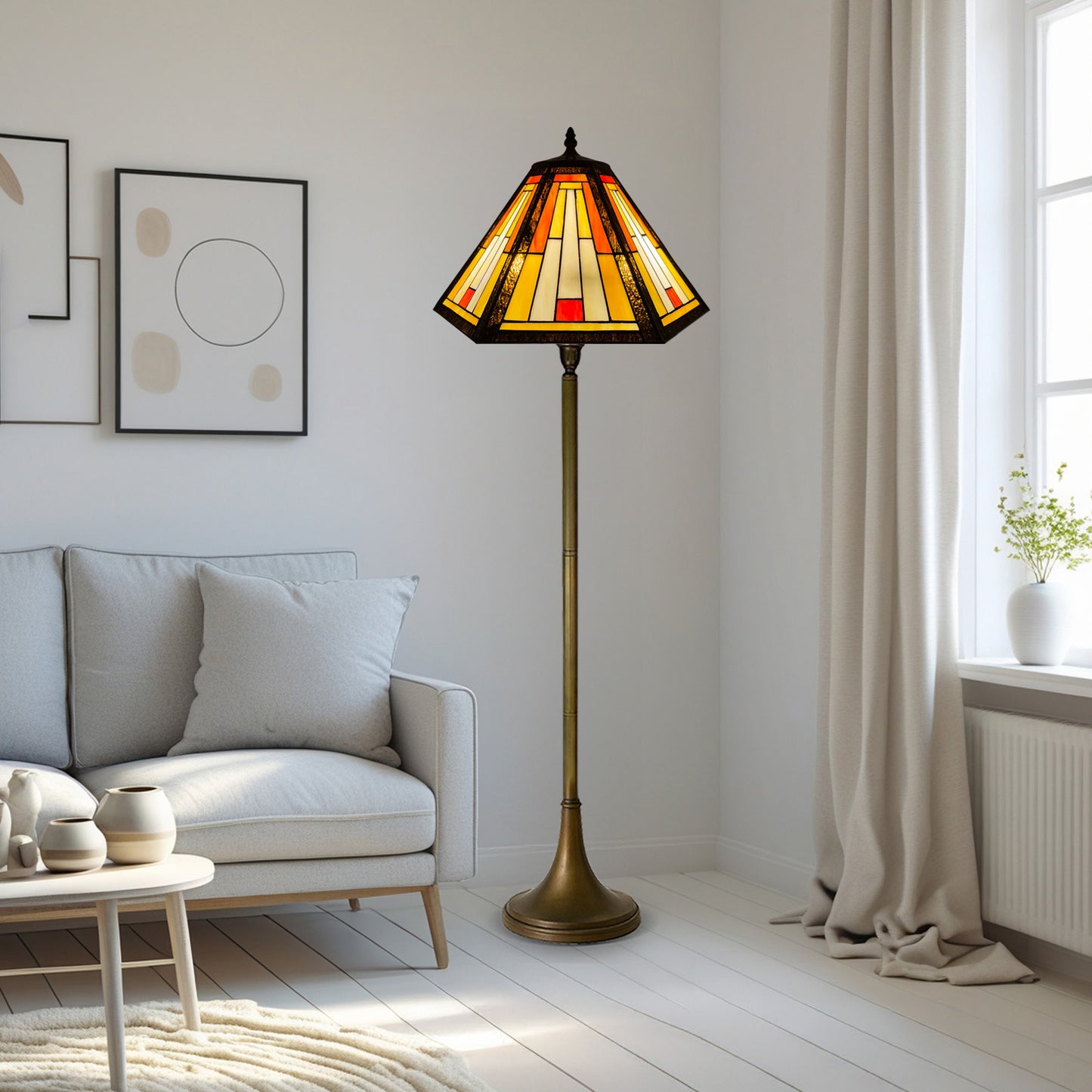 Auroh Tiffany Floor Lamp 16 Inch – TFL-1651 Handcrafted Stained Glass, 168cm, UK