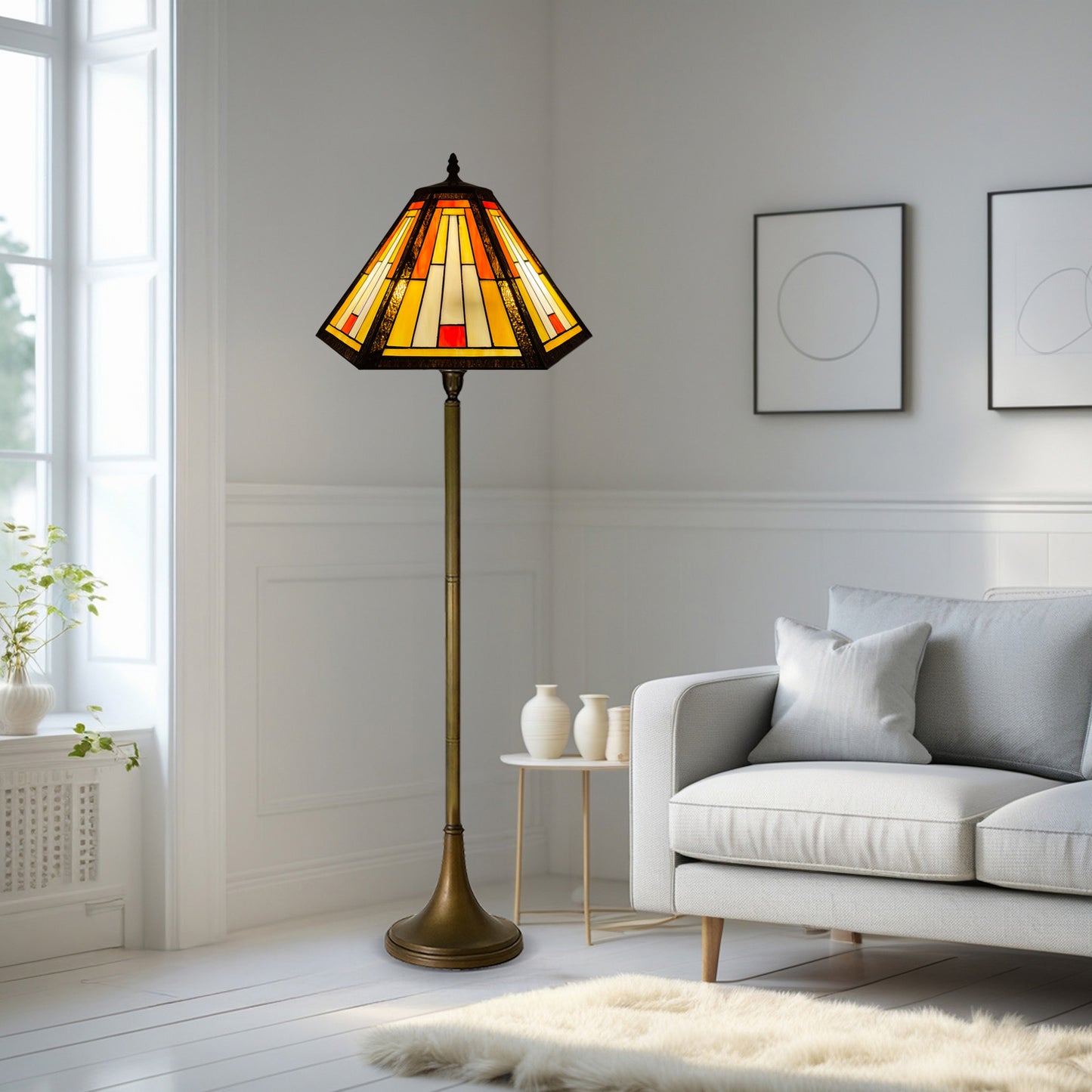 Auroh Tiffany Floor Lamp 16 Inch – TFL-1651 Handcrafted Stained Glass, 168cm, UK