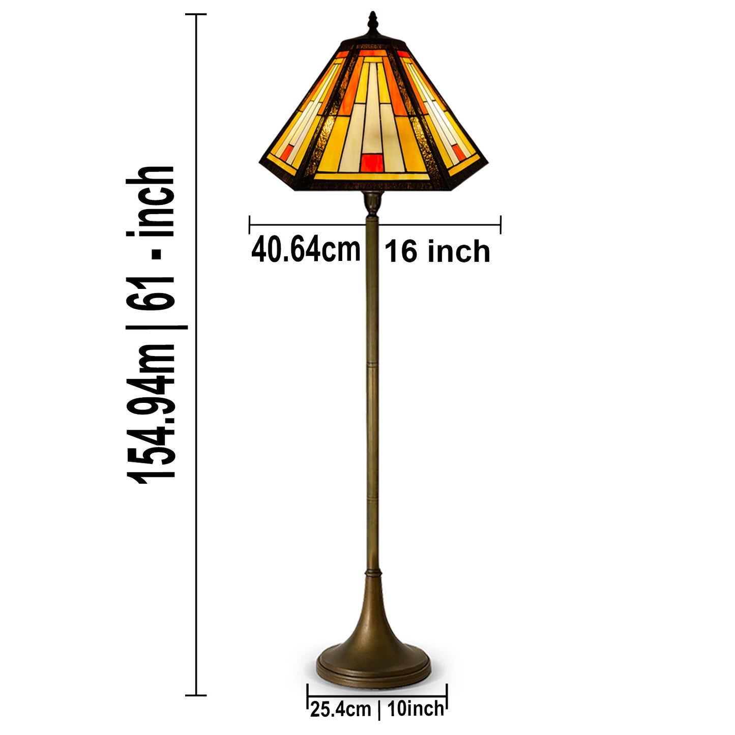 Auroh Tiffany Floor Lamp 16 Inch – TFL-1651 Handcrafted Stained Glass, 168cm, UK
