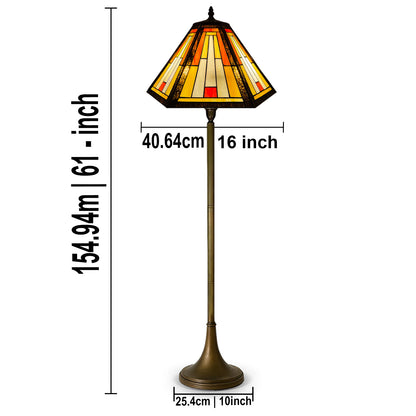 Auroh Tiffany Floor Lamp 16 Inch – TFL-1651 Handcrafted Stained Glass, 168cm, UK