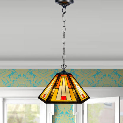 Auroh Tiffany Pendant Light 16 Inch – P-1651 Handcrafted Stained Glass, UK