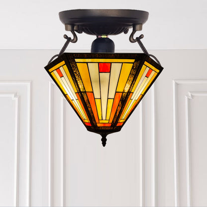 Auroh Tiffany Ceiling Light 16 Inch – C-1651 Handcrafted Stained Glass, UK