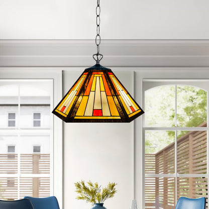 Auroh Tiffany Pendant Light 16 Inch – P-1651 Handcrafted Stained Glass, UK
