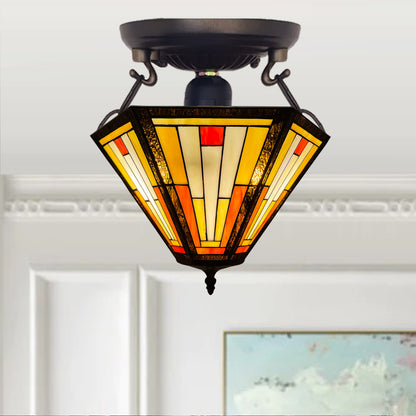 Auroh Tiffany Ceiling Light 16 Inch – C-1651 Handcrafted Stained Glass, UK