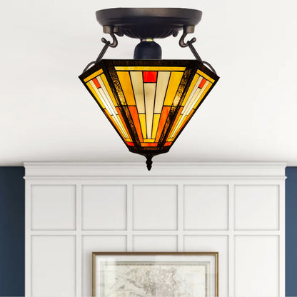 Auroh Tiffany Ceiling Light 16 Inch – C-1651 Handcrafted Stained Glass, UK