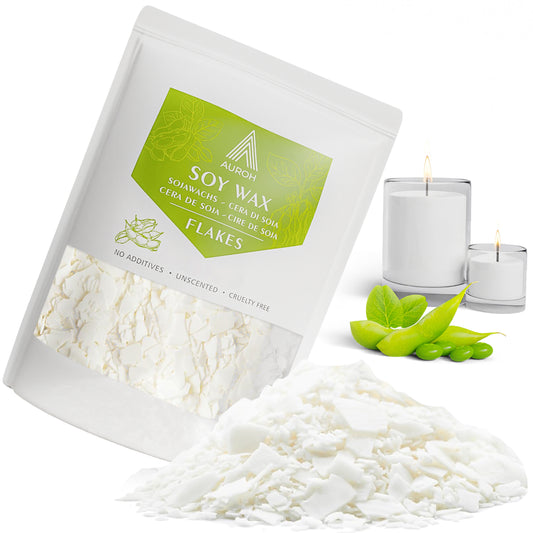 Auroh 1KG Soy Wax for Candle Making 100% Pure Natural SOYA Container Wax Flakes – Biodegradable, eco-Friendly Candle Wax for Wax Melts and Fragrance Candles