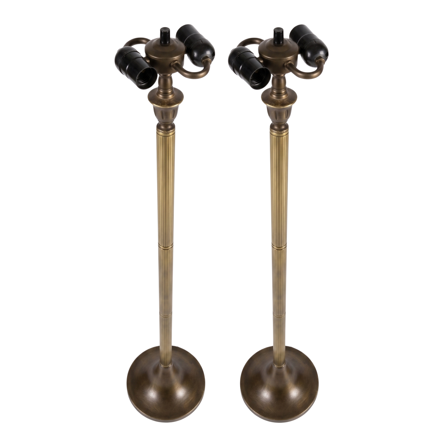 Pair of 2 Floor Lamp Bases with E27 Bulb Holders – Fits 10, 12 & 16 Inch Tiffany Style Lampshades, Dark Bronze Finish