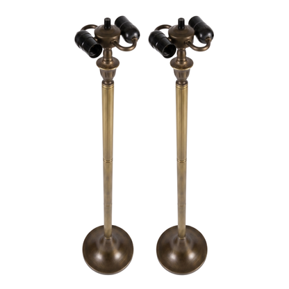 Pair of 2 Floor Lamp Bases with E27 Bulb Holders – Fits 10, 12 & 16 Inch Tiffany Style Lampshades, Dark Bronze Finish