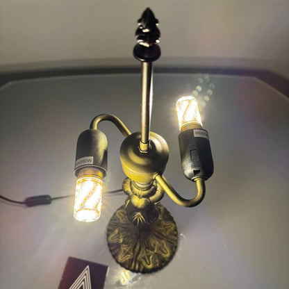 Table Lamp Base with 2x E27 Bulb Holders – Fits 10, 12 & 16 Inch Tiffany Style Lampshades, Dark Bronze Finish, Push Switch on Cord
