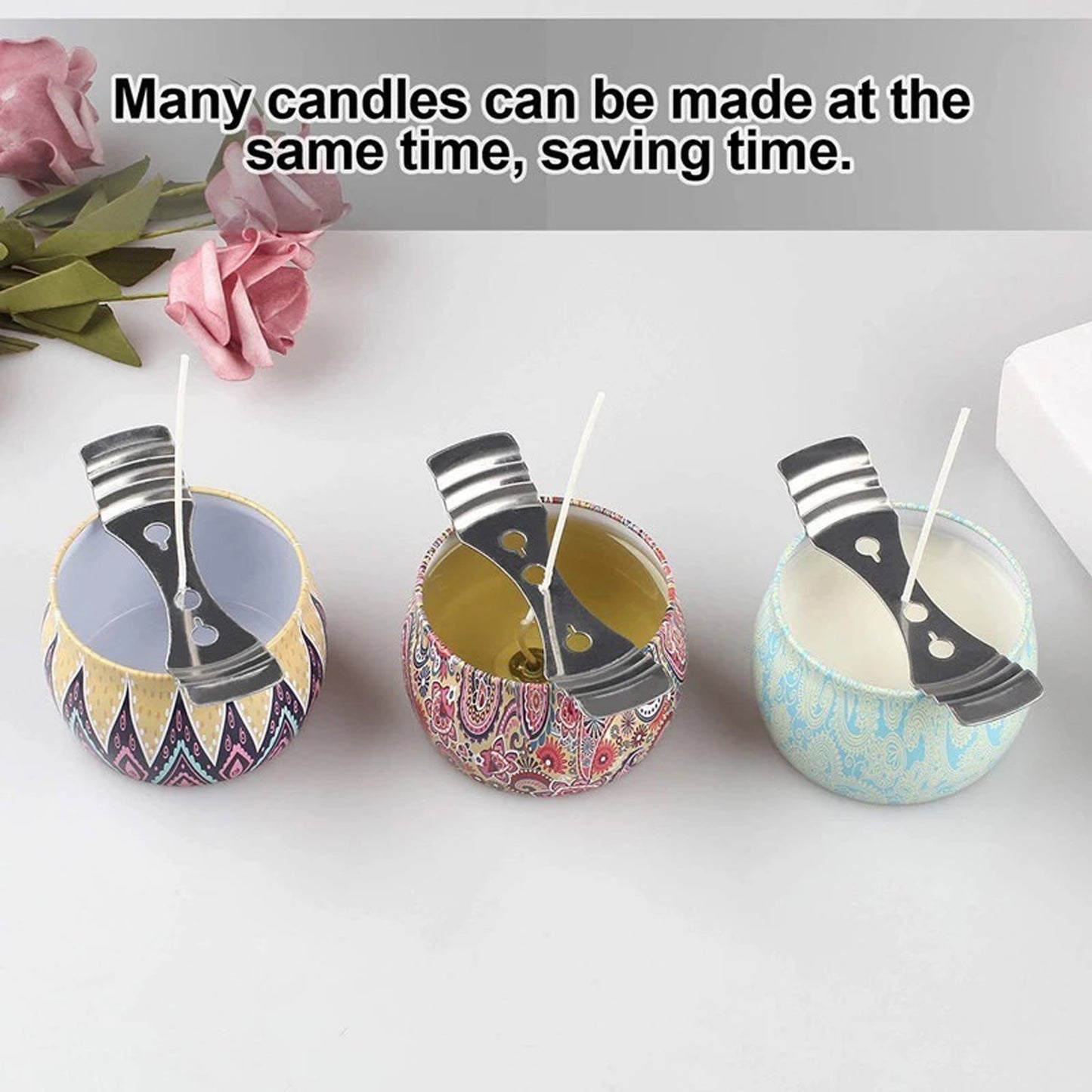 Auroh 80 Pcs Candle Wicks for Making Candles – 5/8/10/15/20cm long Pre-Waxed Wicks with self-Centring Holder for DIY Candles Craft Tools Candle Making Kit - Longer Burning Time with Low Smoke