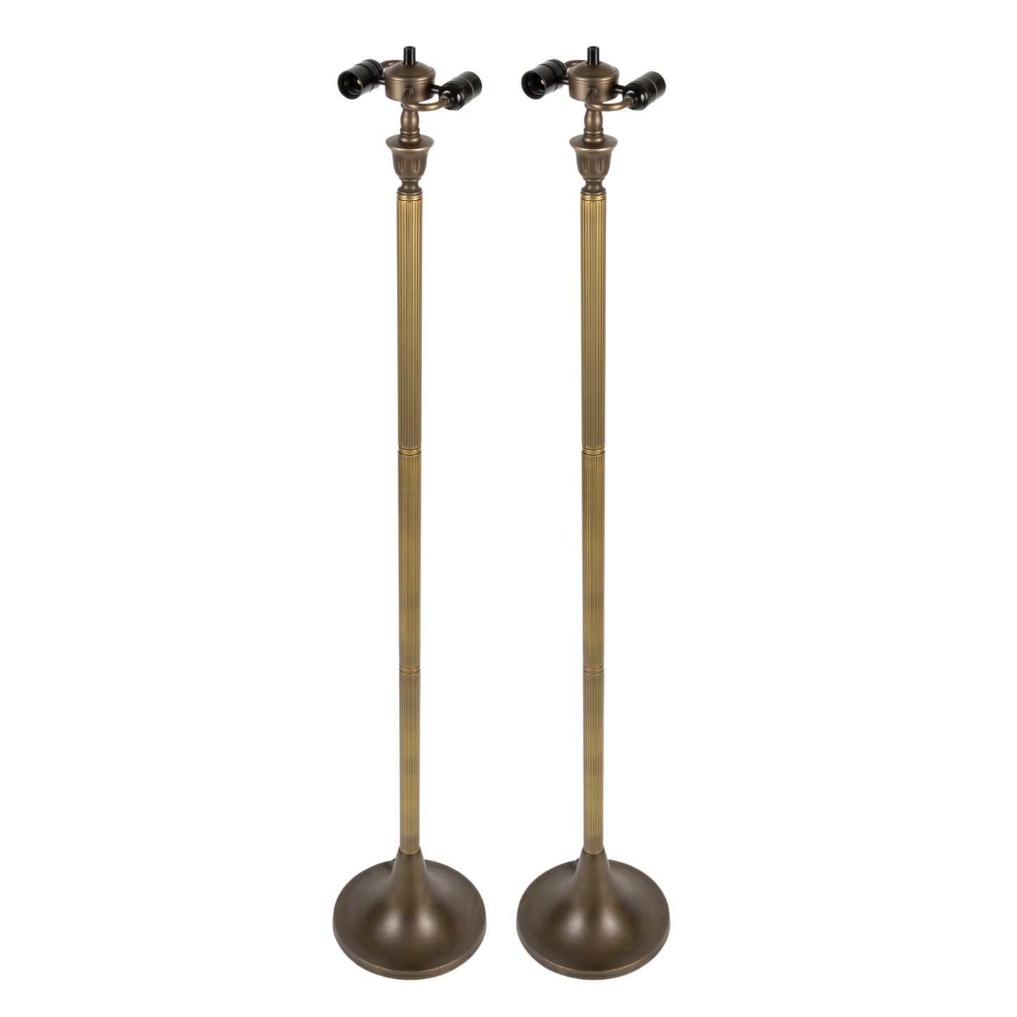 Pair of 2 Floor Lamp Bases with E27 Bulb Holders – Fits 10, 12 & 16 Inch Tiffany Style Lampshades, Dark Bronze Finish
