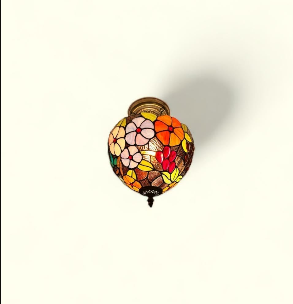 Tiffany Style Ceiling Lamps Stained Glass Handcrafted Lamp Shades Antique Design Ceiling Light for Living Room Bedroom Lounge Hallway (C-1009)