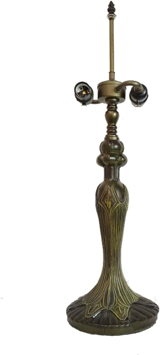 Table Lamp Base Wide 6 Height 18 Inch, Fit for 10, 12, 16 Inch Tiffany Style Stained Glass Lampshade, Dark Bronze Finish, Push Switch On Cord [Energy Class A]