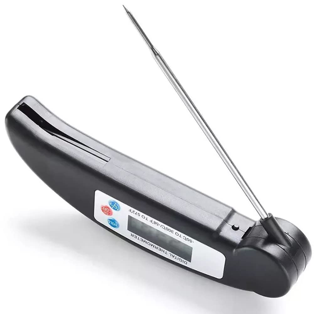 Auroh Food Thermometer with High Accuracy, Digital Cooking Thermometer with Foldable Long Probe + LCD Display, Instant Read Meat Thermometers for Kitchen Cooking, BBQ, Milk