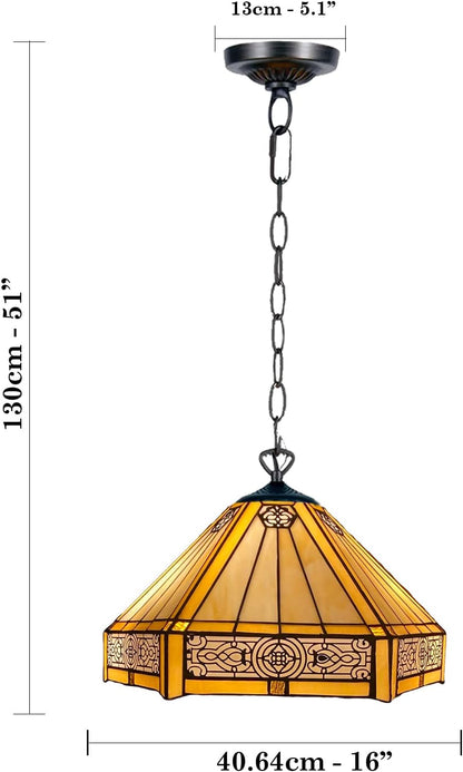 Tiffany Pendant Lamps Handcrafted Stained Glass 16 inch Lamp Shades Stunning Quality Antique Design Pendant Lamps for Living Room Bedroom Lounge Hallway (P-1605)
