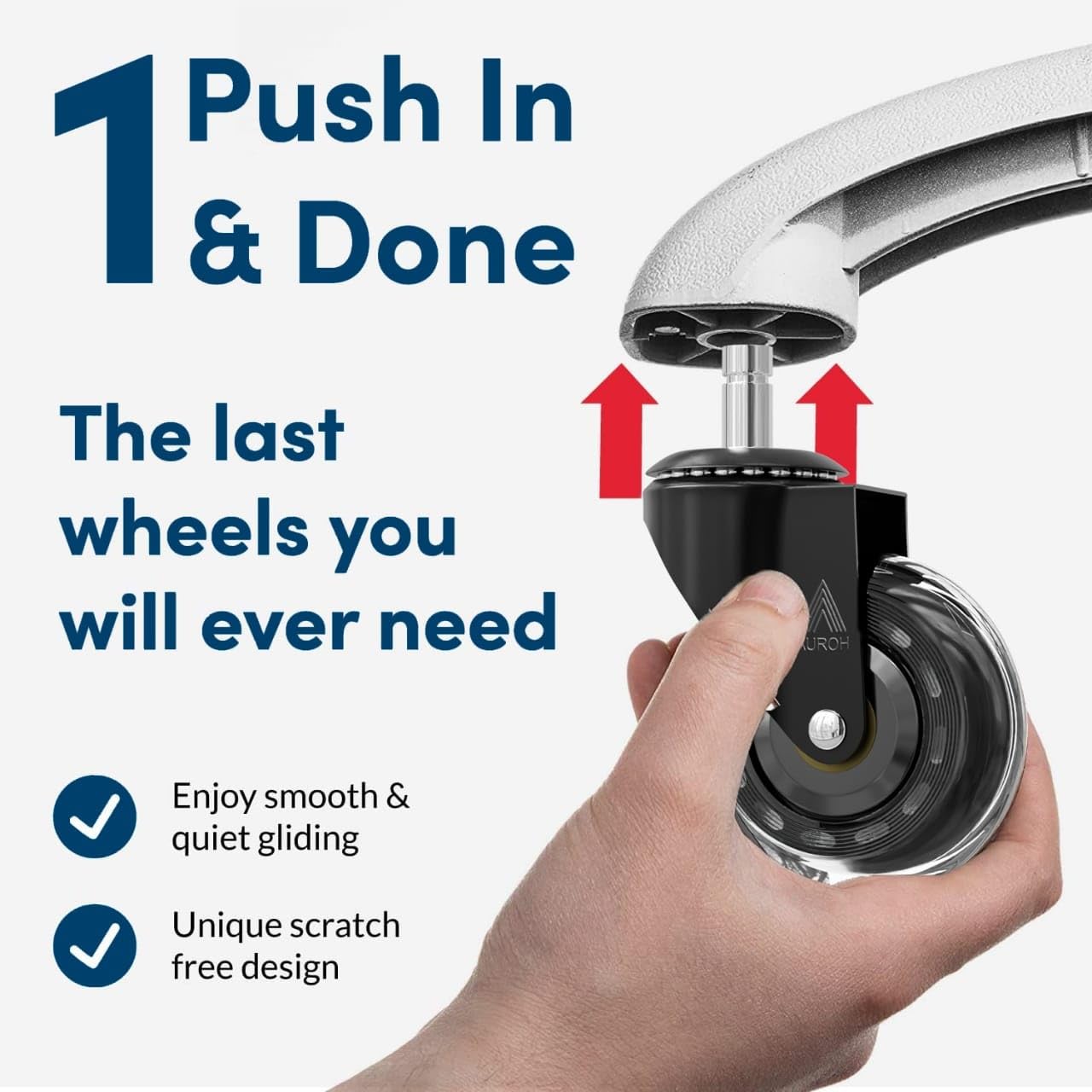 Office Chair Wheels Casters Set of 5 Rubber Replacements with 11mm x 22mm Stem for Hard Floors, Parquet, Carpet, Laminate - Compatible with IKEA Office Chairs
