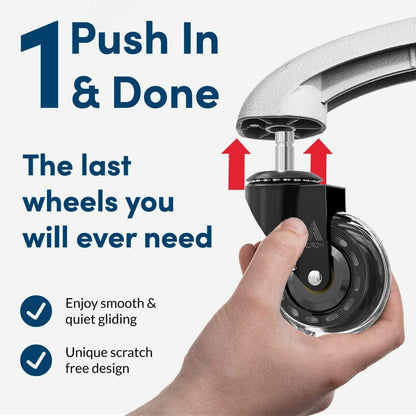 Office Chair Wheels Casters Set of 5 Rubber Replacements with 11mm x 22mm Stem for Hard Floors, Parquet, Carpet, Laminate - Compatible with IKEA Office Chairs
