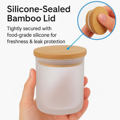 15 Pack Glass Candle Jars with Bamboo Lids - 7 OZ Frosted Candle Containers for Candle making - Ideal candle making supplies for professionals as well as hobbyists