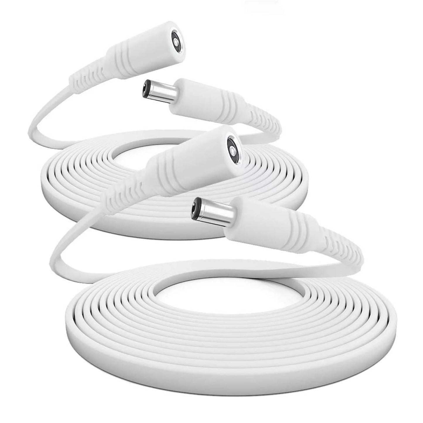 Auroh 2 Pack 16ft/5 Meters Power Extension Cable, 12V DC 5.5mm*2.1mm Male to Female Power Adapter Cord for 12V CCTV Security Camera, LED Strip String Light, Router and More Devices (White)