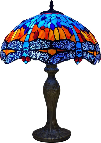 Auroh Tiffany Style Table Lamp Handcrafted 16 inch Stained Glass Lamp Shades Antique Design Stunning Quality Desk Lamp for Living Room Bedroom Bedside Lamps Coffee Table (TFTL-1602)