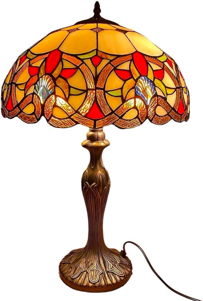 Tiffany Table Lamp Handcrafted 16 inch Stained Glass Lamp Shades Antique Design Stunning Quality Desk Lamp for Living Room Bedroom Bedside Lamps Coffee Table (TFTL-1650)