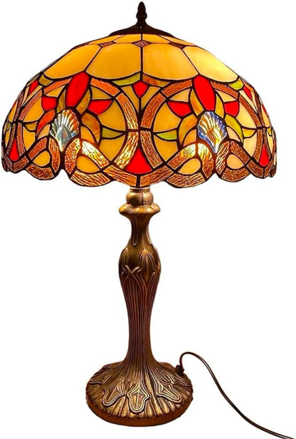 Tiffany Table Lamp Handcrafted 16 inch Stained Glass Lamp Shades Antique Design Stunning Quality Desk Lamp for Living Room Bedroom Bedside Lamps Coffee Table (TFTL-1650)