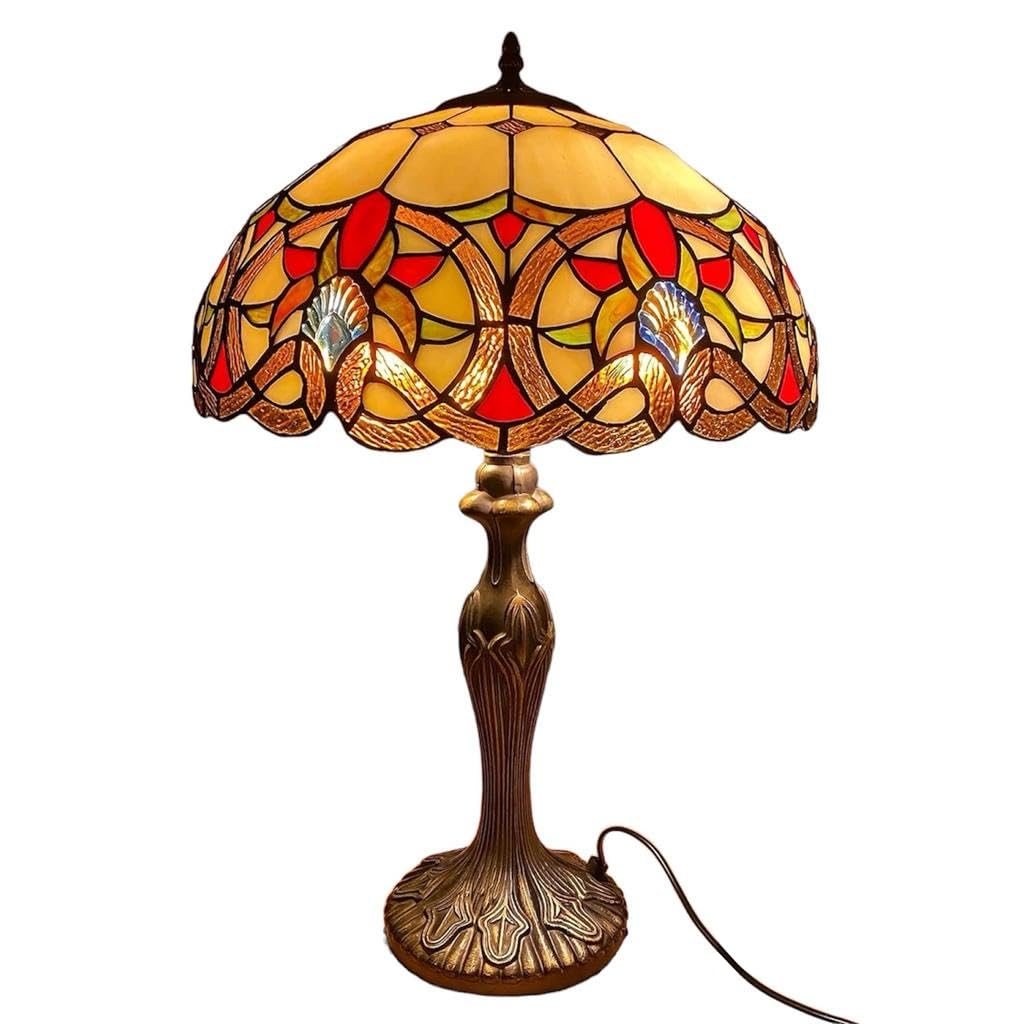 Auroh Tiffany Style Table Lamp Handcrafted 16 inch Stained Glass Lamp Shades Antique Design Stunning Quality Desk Lamp for Living Room Bedroom Bedside Lamps Coffee Table (TFTL-1602)