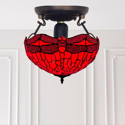 Tiffany Ceiling Lights 16 inch Handcrafted Lamp Shade Antique Dragonfly Design Ceiling Lamps for Living Room Decor Home Decor Lounge