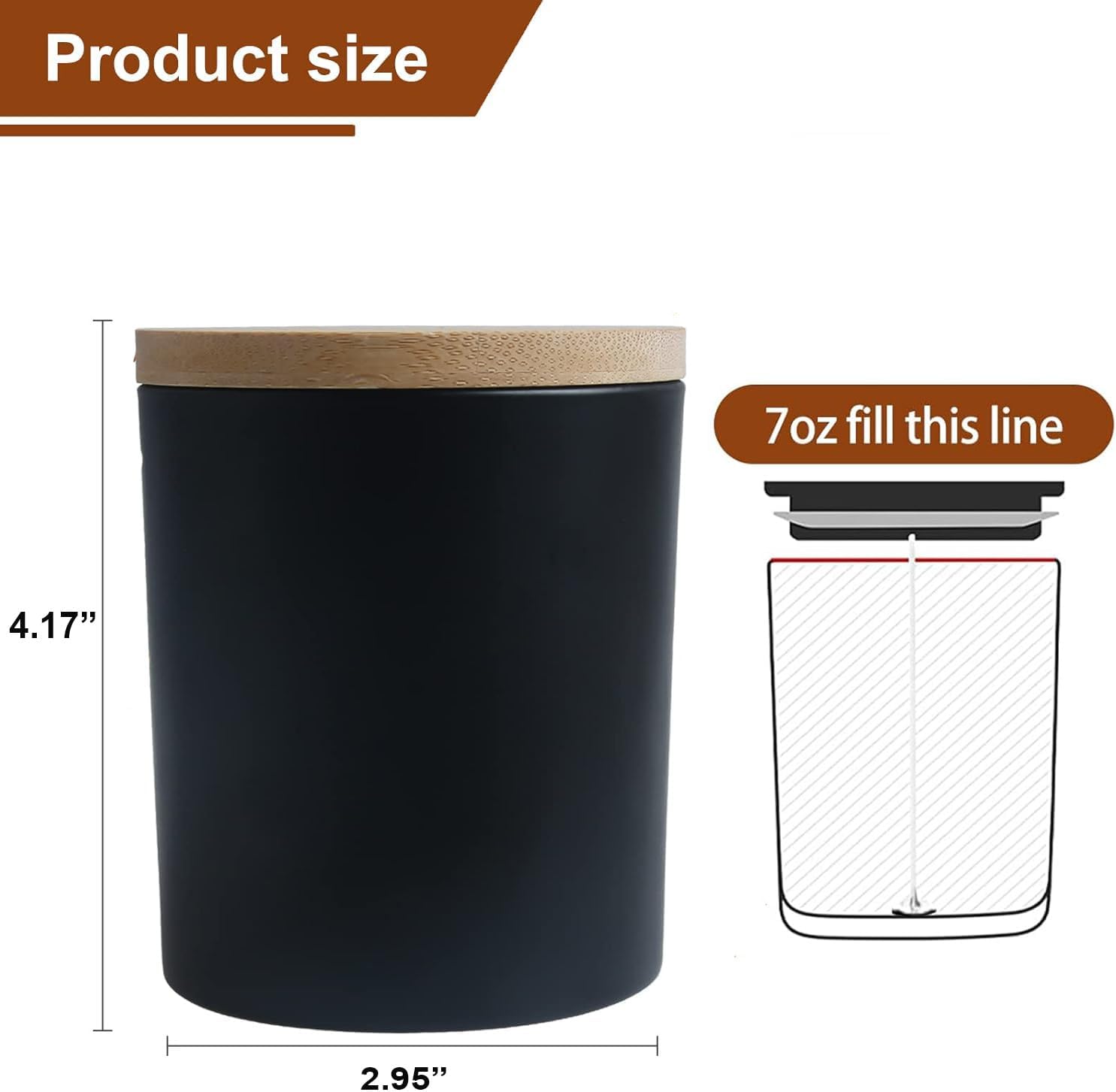 15 Pack Glass Candle Jars with Bamboo Lids - 7 OZ Black Candle Containers for Candle making - Ideal candle making supplies for professionals as well as hobbyists