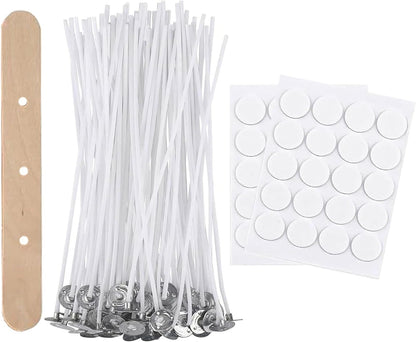 Auroh 80 Pcs Candle Wicks for Making Candles – 8cm long Pre-Waxed Wicks with self Centering Holder for DIY Candles Craft Tools Candle Making Kit - Longer Burning Time with Low Smoke