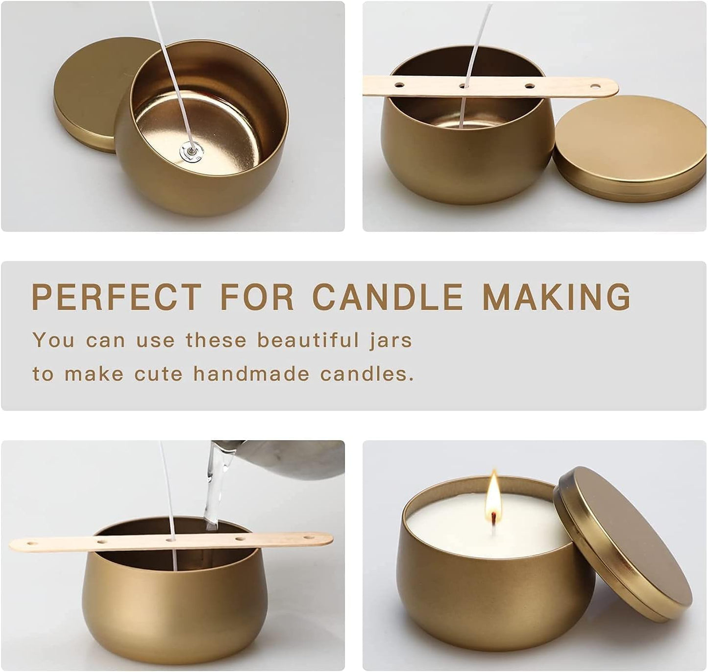 24 Pack Candle Tins Golden - 4 OZ Candle Jars for Candle Making - Ideal Candle Making Jars for Professionals as Well as hobbyists