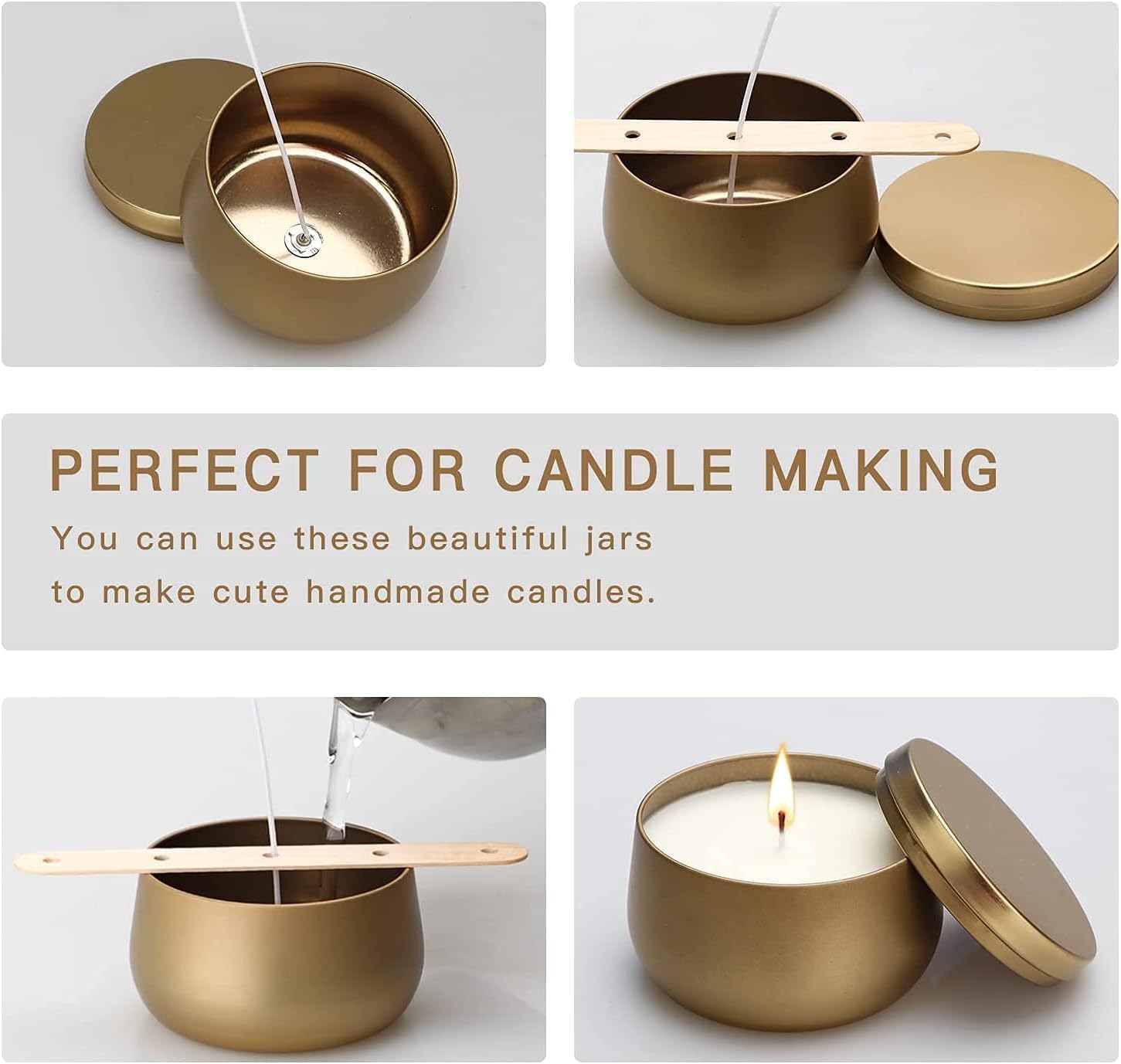 24 Pack Candle Tins Golden - 4 OZ Candle Jars for Candle Making - Ideal Candle Making Jars for Professionals as Well as hobbyists