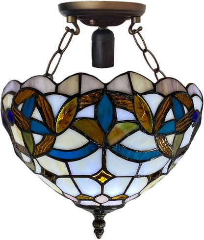 Tiffany Style Ceiling Lamps Stained Glass Handcrafted Lamp Shades Antique Design Ceiling Light for Living Room Bedroom Lounge Hallway