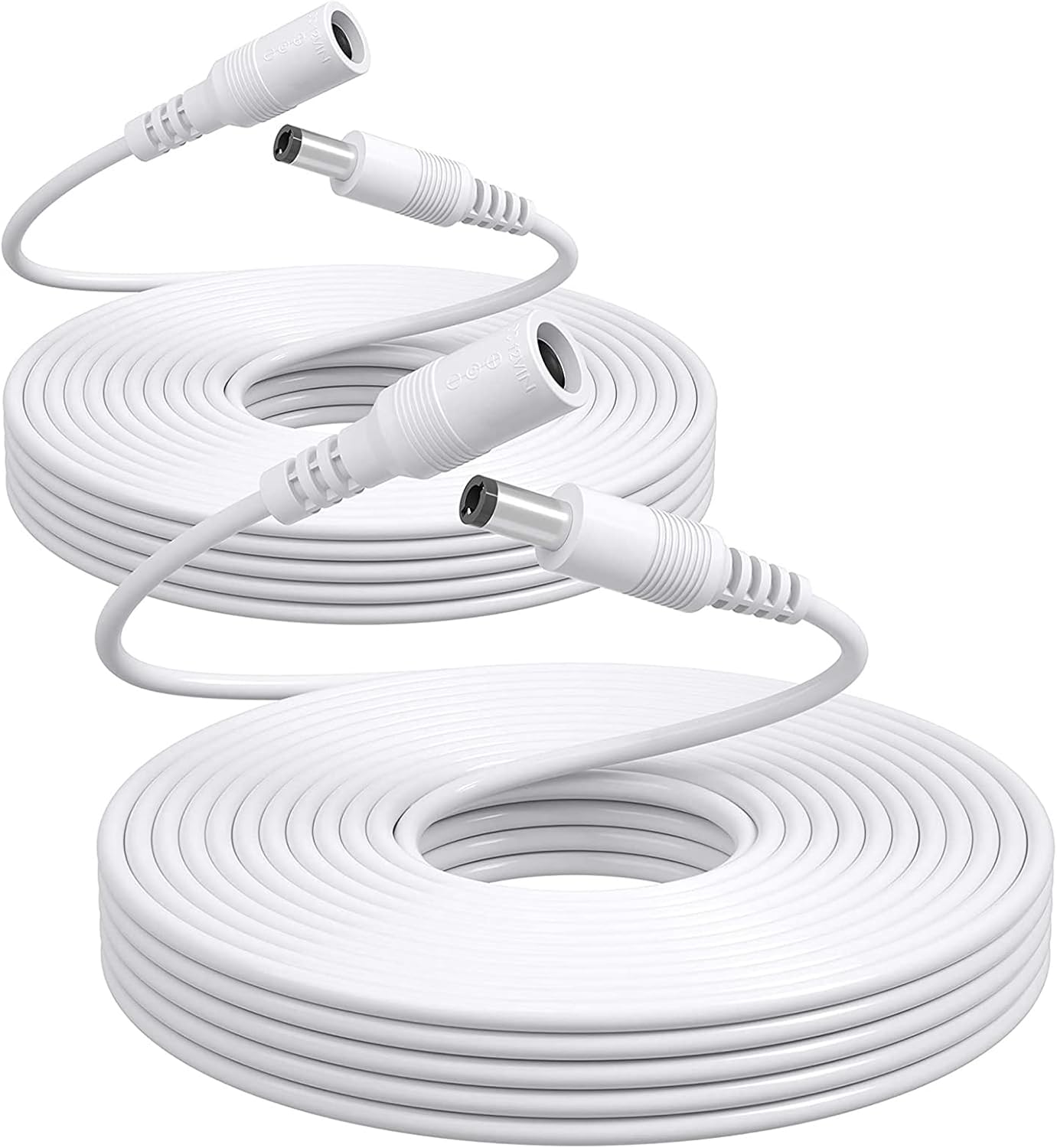 Auroh 2 Pack 16ft/5 Meters Power Extension Cable, 12V DC 5.5mm*2.1mm Male to Female Power Adapter Cord for 12V CCTV Security Camera, LED Strip String Light, Router and More Devices (White)