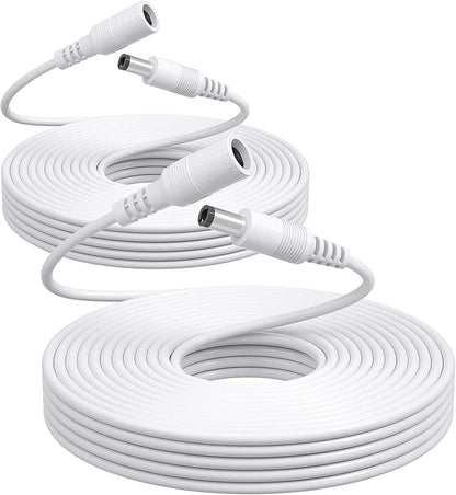 Auroh 2 Pack 16ft/5 Meters Power Extension Cable, 12V DC 5.5mm*2.1mm Male to Female Power Adapter Cord for 12V CCTV Security Camera, LED Strip String Light, Router and More Devices (White)