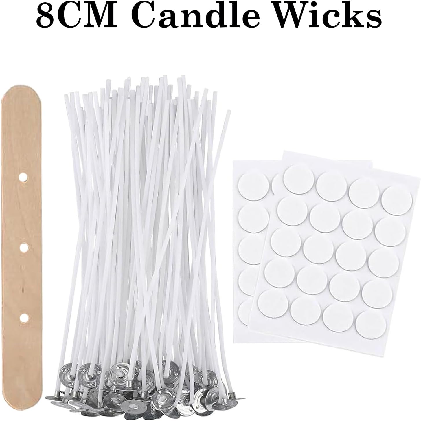 Auroh 80 Pcs Candle Wicks for Making Candles – 8cm long Pre-Waxed Wicks with self Centering Holder for DIY Candles Craft Tools Candle Making Kit - Longer Burning Time with Low Smoke