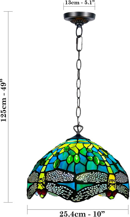 Tiffany Pendant Lamps Handcrafted Stained Glass Lamp Shades Stunning Quality Antique Design Pendant Light for Living Room Bedroom Lounge Hallway (P-1015)