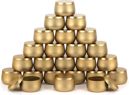 24 Pack Candle Tins Golden - 4 OZ Candle Jars for Candle Making - Ideal Candle Making Jars for Professionals as Well as hobbyists