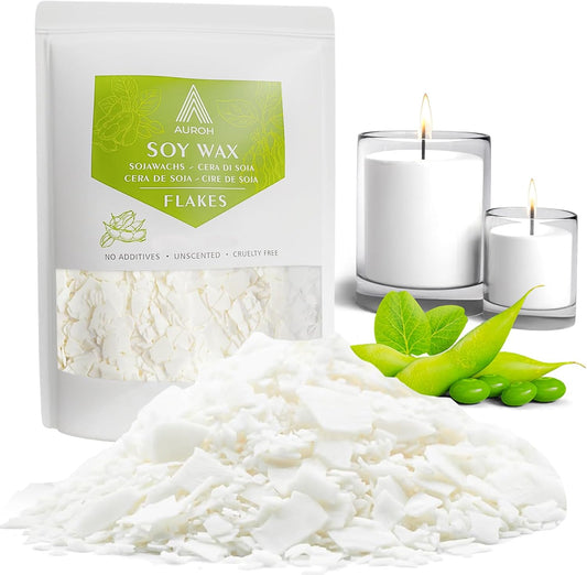 Auroh Candle Wax Flakes - 1.5KG of Natural Soy Wax for Candle Making - Biodegradable and Eco-Friendly Wax for Wax Melts, Crafting, and DIY Projects - Clean Burning with no soot.