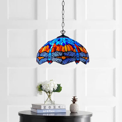Tiffany Pendant Lamps Handcrafted Stained Glass 16 inch Lamp Shades Stunning Quality Antique Design Pendant Lamps for Living Room Bedroom Lounge Hallway (P-1602)