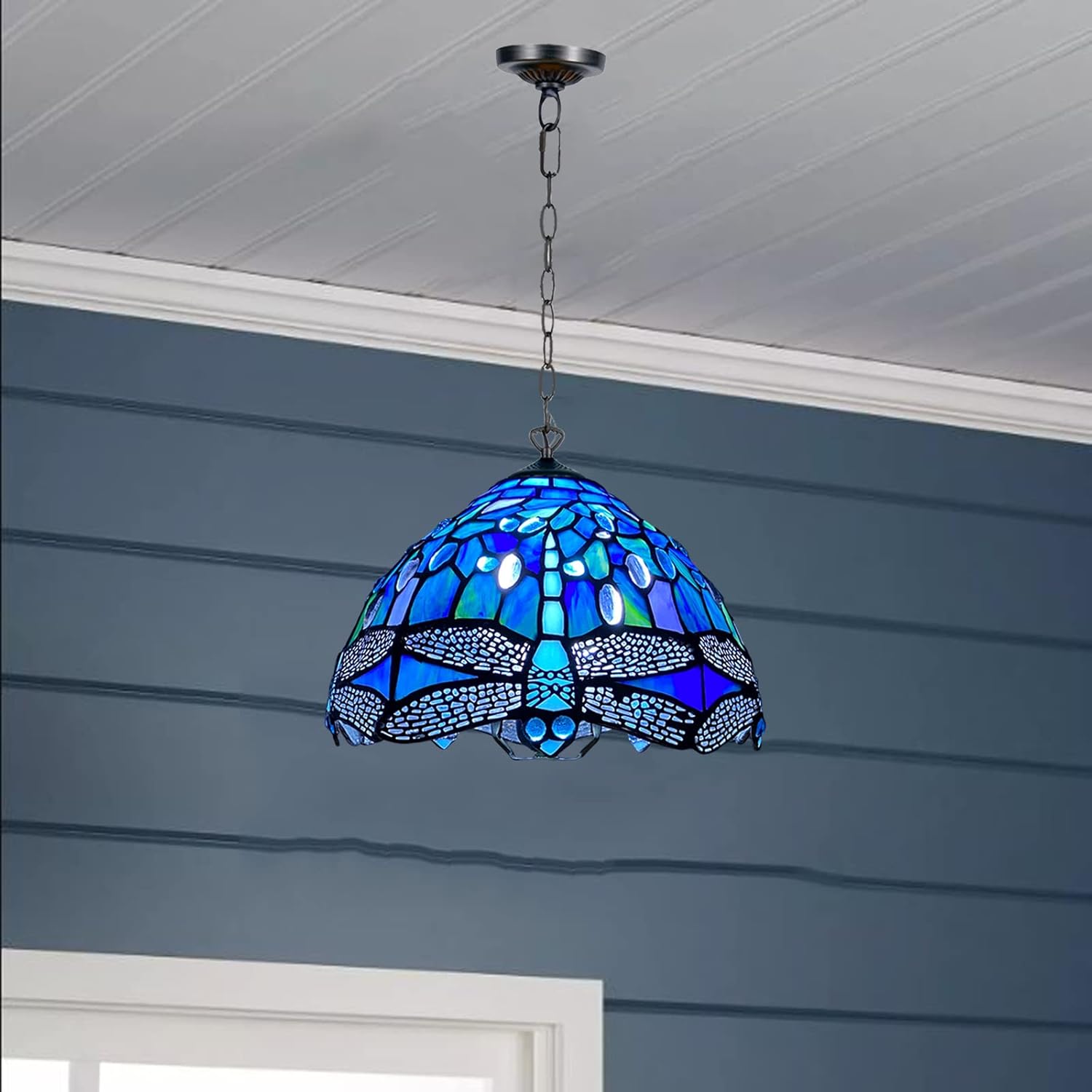 10 inch Tiffany Lamp Shades Antique Style Handcrafted Stained Glass Shades | 3-in-1 Multi-Purpose Shade for Table Lamps, Ceiling Lamps, Pendant Lamps (1007)